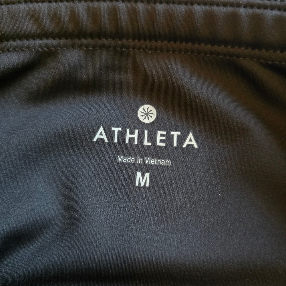 Athleta Womens Black Floral Mesh Panel High Rise Leggings Size M Zipper Pocket - Picture 5 of 12